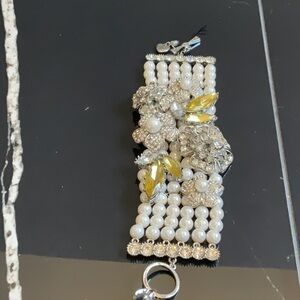 Betsey Johnson Pearl and Crystal Bracelet